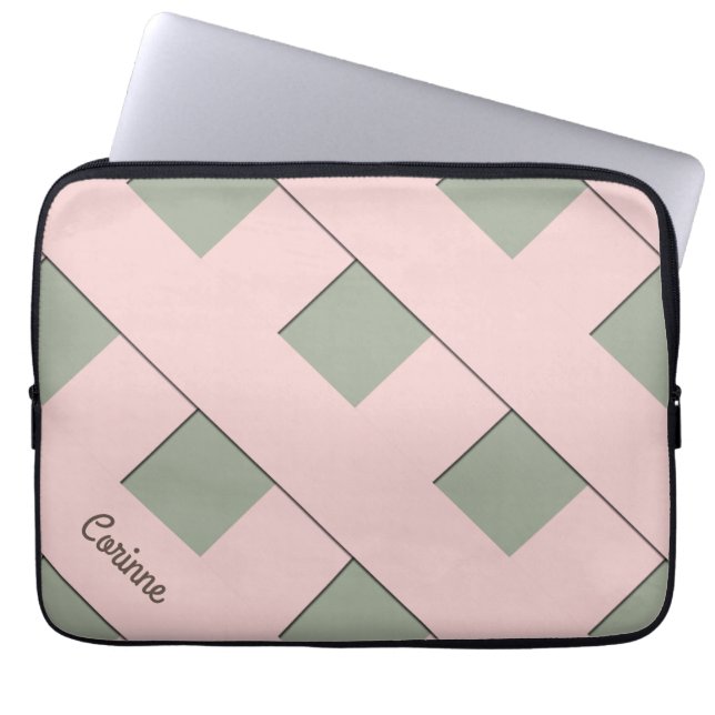 Geometrische Überfahrt-Pastellrosa-Linien mit Laptopschutzhülle (Vorderseite)