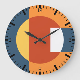 Geometrische überlappende Formen - Retro-Stil Große Wanduhr