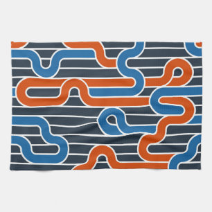 Geometrische verdrehte Linien Vintage Geschirrtuch