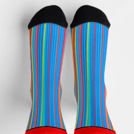 Geometrische vertikale Streifen oben rot Socken