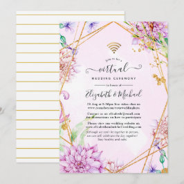 Geometrische virtuelle Hochzeit in Rosa und Gold Einladung