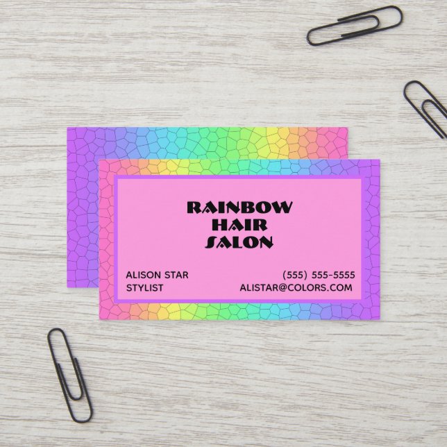 Geometrische Visitenkarten für Helle Regenbogen Visitenkarte (Vorderseite/Rückseite Beispiel)