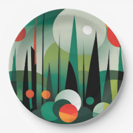 Geometrische Walddämmerung Pappteller