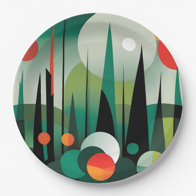 Geometrische Walddämmerung Pappteller (Vorderseite)