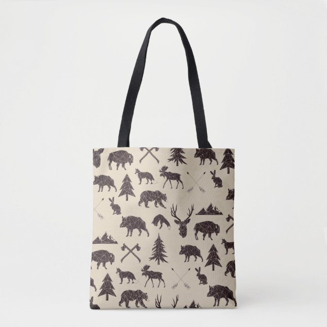 Geometrische Waldtiere| Tiertotbeutel Tasche (Vorderseite)