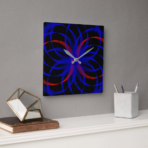 Geometrische Wand-Uhr für doppelte blaubeere Farbe Quadratische Wanduhr