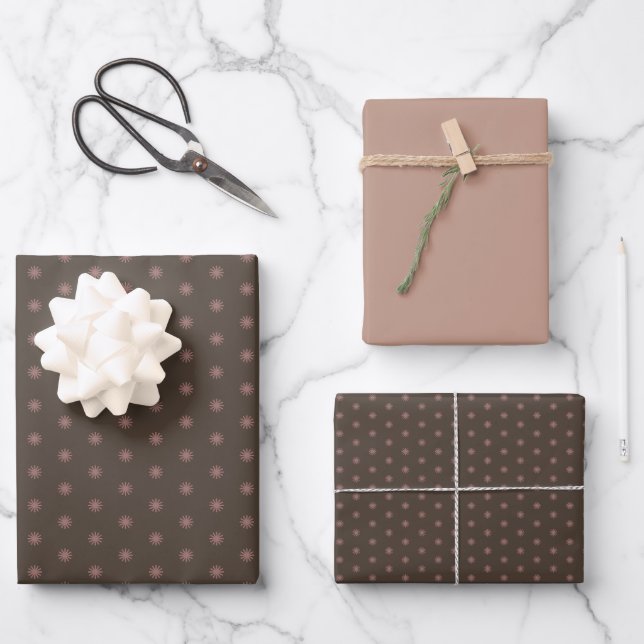Geometrische Wärmneutrale Beige Suns Scrapbook Geschenkpapier Set (Vorderseite)