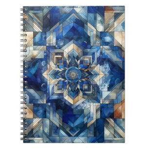 Geometrische Wasserfarbe für Blume aus blau gestan Notizblock