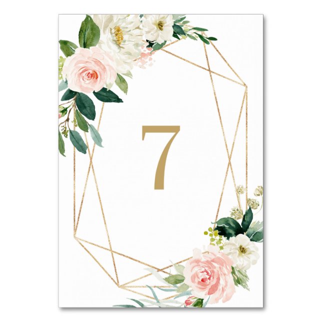 Geometrische Wasserfarbenfrühlingsblüten Tabelle 7 Tischnummer (Vorderseite)