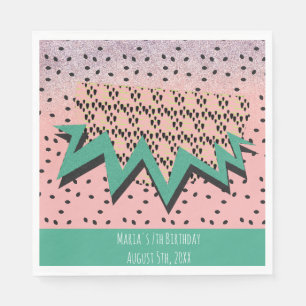 Geometrische Wassermelonen-Scheibe Rosa Geburtstag Serviette