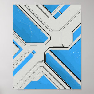 Geometrische Wege in blau und hellgrau Poster