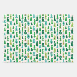 Geometrische Weihnachtsbaumen auf Rahm Geschenkpapier Set