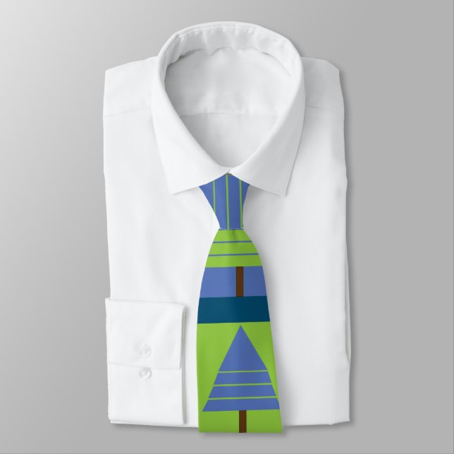 Geometrische Weihnachtsbaumstreifen Krawatte (Gebunden)