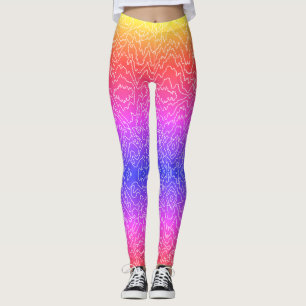 Geometrische weiße Curvy-Linien auf blau Leggings