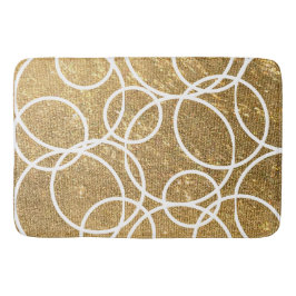 Geometrische weiße Kreise Gold Glitzer Abstrakt Badematte