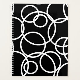 Geometrische weiße Kreise Schwarz Moderne Abstrakt Planer