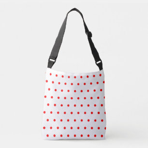 Geometrische weiße rote Polka-Punkte Tragetaschen Mit Langen Trägern