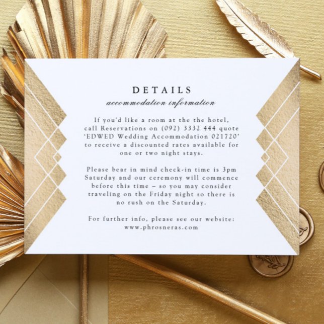 Geometrische White Gold Gatsby Hochzeitskarte RSVP Karte (Von Creator hochgeladen)