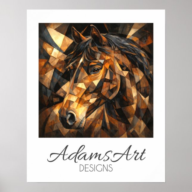 Geometrische Wilde Pferd-Abstrakte Kunst Poster (Vorne)