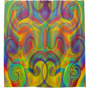 GEOMETRISCHE WIRBEL FARBENFROHE KUNST ABSTRAKT DUSCHVORHANG