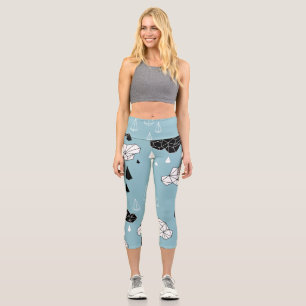 Geometrische Wolken und Regen, nahtloses Muster. Capri Leggings