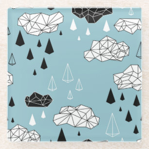 Geometrische Wolken und Regen, nahtloses Muster. Glasuntersetzer