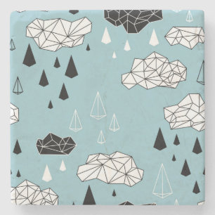 Geometrische Wolken und Regen, nahtloses Muster. Steinuntersetzer