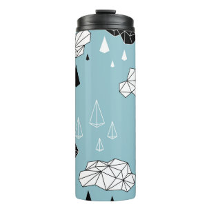 Geometrische Wolken und Regen, nahtloses Muster. Thermosbecher