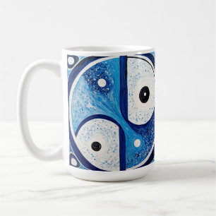 Geometrische Zuverlässigkeit: Blau & Weiß Yin Yang Kaffeetasse