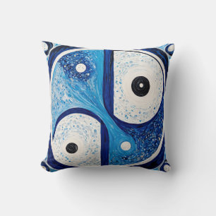 Geometrische Zuverlässigkeit: Blau & Weiß Yin Yang Kissen