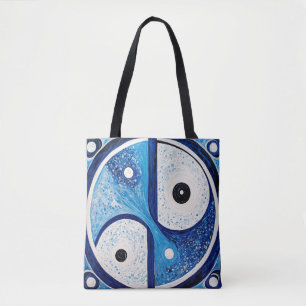 Geometrische Zuverlässigkeit: Blau & Weiß Yin Yang Tasche