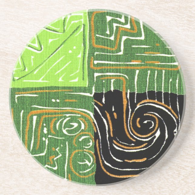 GEOMETRISCHER 1 Untersetzer 4,5" rundes CHARTREUSE (Vorne)
