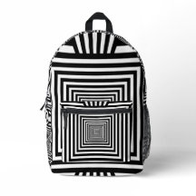 Geometrischer 3D-Schwarz-Weiß-Rucksack – Stilvoll