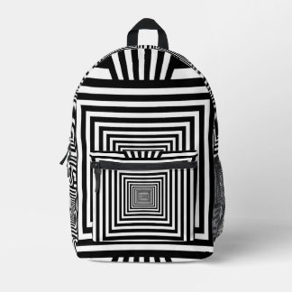 Geometrischer 3D-Schwarz-Weiß-Rucksack – Stilvoll Bedruckter Rucksack