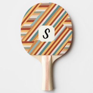 Geometrischer 70er für Monogramm Retro Tischtennis Schläger