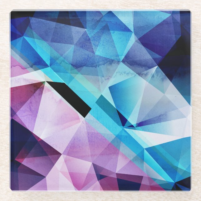 Geometrischer Abstrakter Hintergrund Glasuntersetzer (Vorderseite)