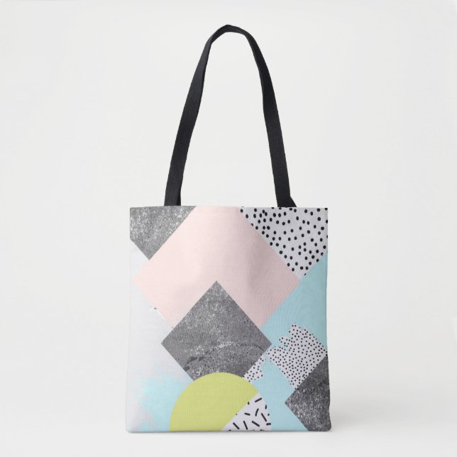 Geometrischer abstrakter Scandi Entwurf Tasche (Vorderseite)