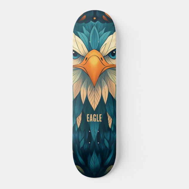 Geometrischer Adler Skateboard (Vorderseite)