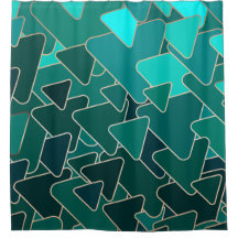 geometrischer Aquamarin- und Goldduschvorhang