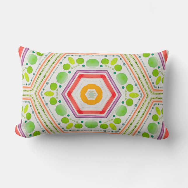 Geometrischer Aquarelldruck Lendenkissen (Vorderseite)