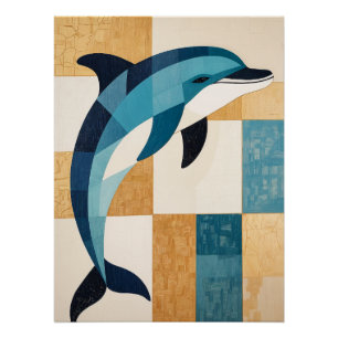 Geometrischer Azure Sprung Poster
