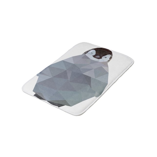 Geometrischer Baby-Pinguin-Druck Badematte (Schrägansicht)