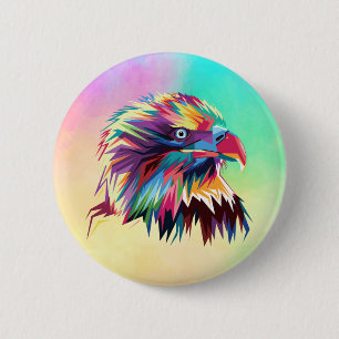 Geometrischer Bald Adler Prismatischer Pop Art-434 Button
