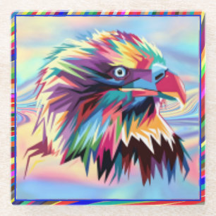Geometrischer Bald Adler Prismatischer Pop Art-434 Glasuntersetzer