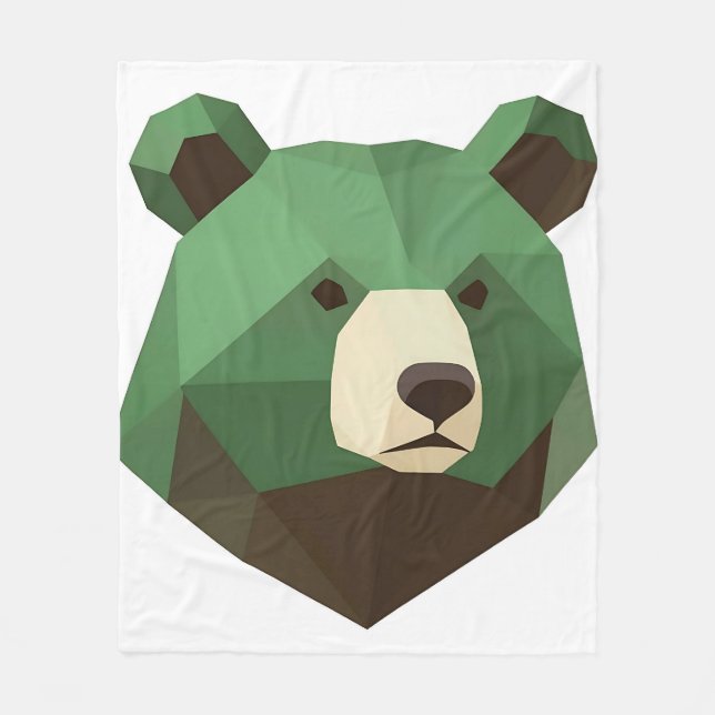 Geometrischer Bärenkopf Low Poly Fleecedecke (Vorderseite)