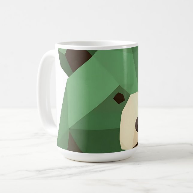 Geometrischer Bärenkopf Low Poly Kaffeetasse (Vorderseite Links)