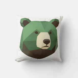 Geometrischer Bärenkopf Low Poly Kissen