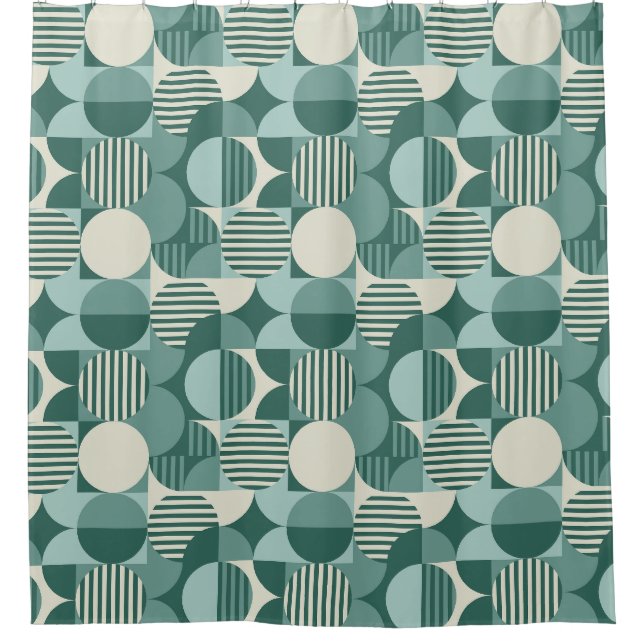 Geometrischer Bauhausstil, Aquamarin, Meeresboden, Duschvorhang (Vorderseite)