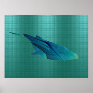 Geometrischer Blauwal Ozean Minimalist Fine Art Poster