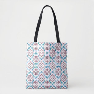 Geometrischer Blumenmuster-Leinen-Tasche – Elegant Tasche